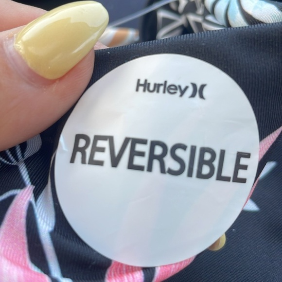 Hurley Hana reversible Bikini Black Tropical print Size S NEW Beach Vacation - Picture 6 of 15